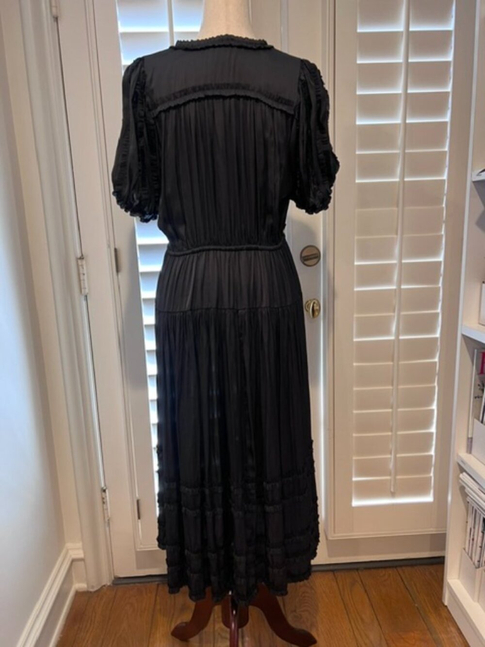 Ulla Johnson Midi dress, Black, Silk-like, Size 8 - Picture 4 of 8